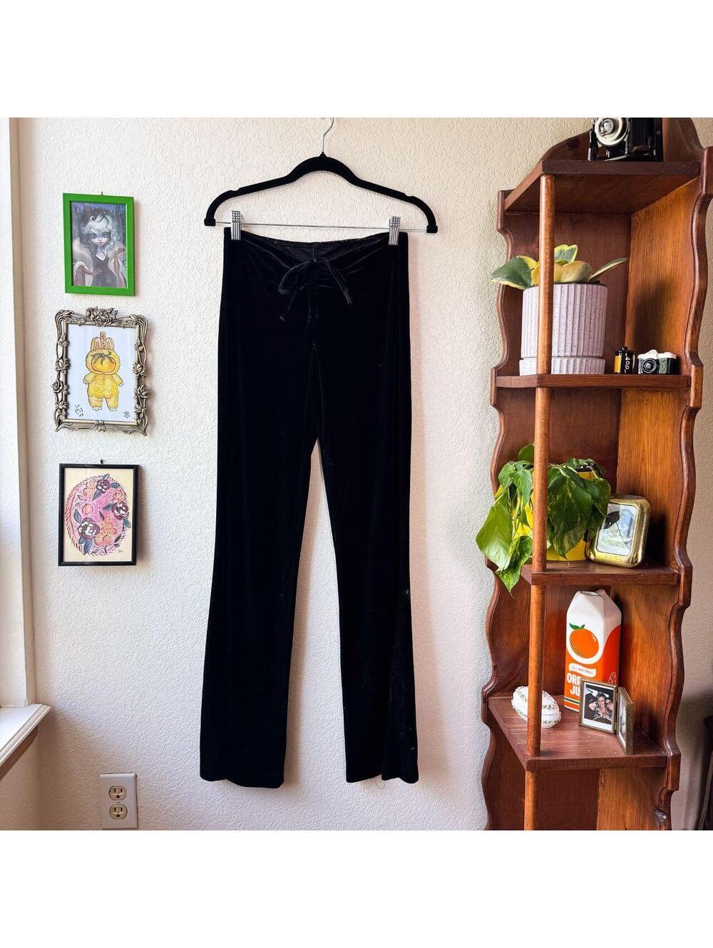 Vintage Women's 90's Y2K Velvet Bell Bottom Whimsygoth Goth Grunge Pants